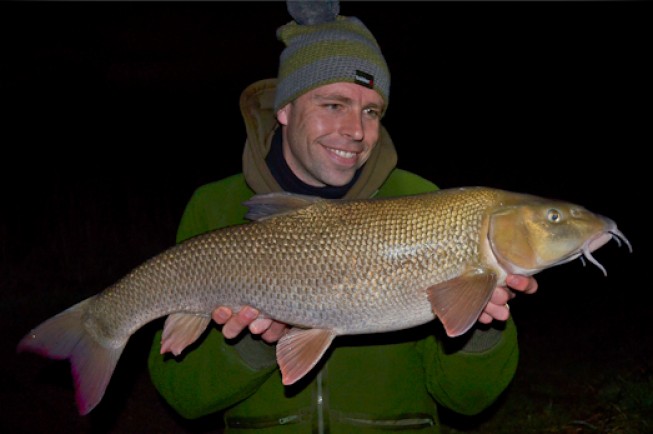 Deano braved the flooded river in search of barbel
